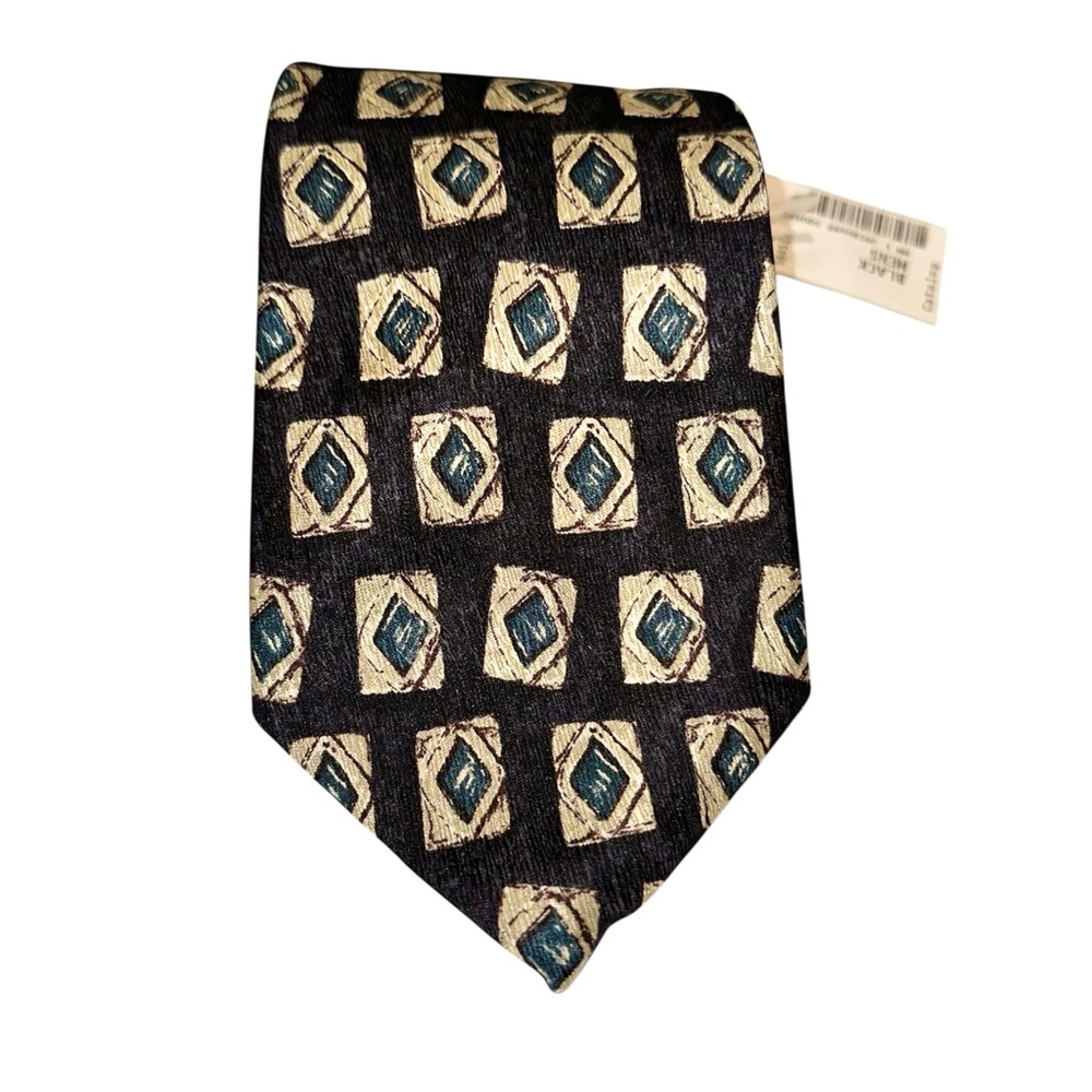 NWT Lands’ End Mens Tie Silk Jacquard Black Xtra Long Handsewn 65x3.75” USA - Picture 4 of 4